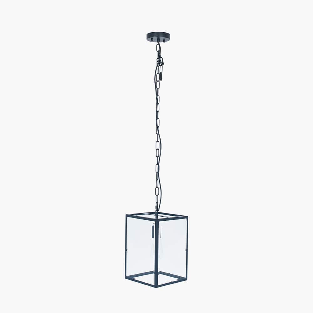 Pacific Lifestyle Lighting Llewellyn Matt Black Metal & Glass Pendant House of Isabella UK