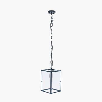 Pacific Lifestyle Lighting Llewellyn Matt Black Metal & Glass Pendant House of Isabella UK