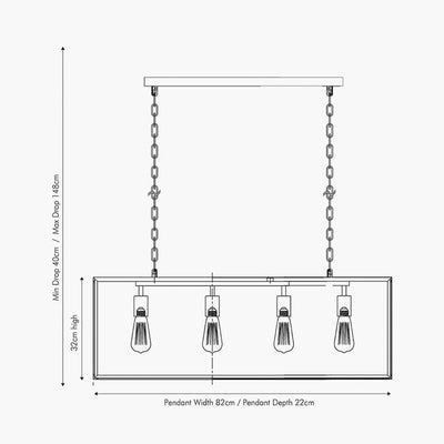 Pacific Lifestyle Lighting Llewellyn Silver Metal and Glass Four Bulb Pendant House of Isabella UK