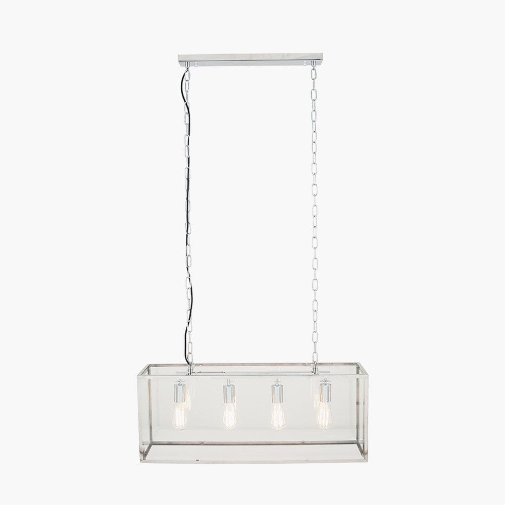 Pacific Lifestyle Lighting Llewellyn Silver Metal and Glass Four Bulb Pendant House of Isabella UK