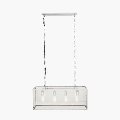 Pacific Lifestyle Lighting Llewellyn Silver Metal and Glass Four Bulb Pendant House of Isabella UK