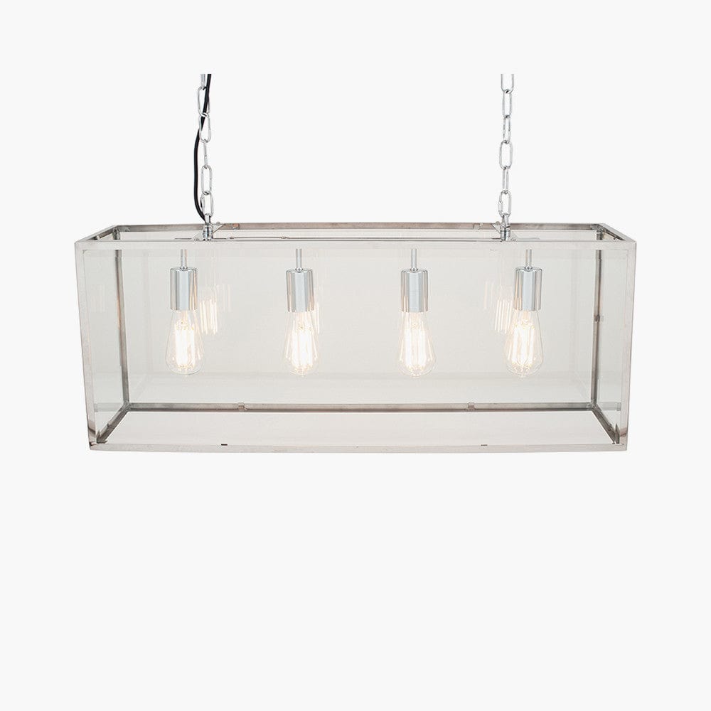 Pacific Lifestyle Lighting Llewellyn Silver Metal and Glass Four Bulb Pendant House of Isabella UK