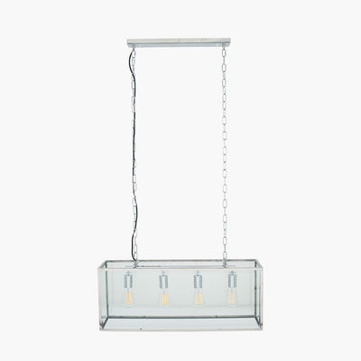 Pacific Lifestyle Lighting Llewellyn Silver Metal and Glass Four Bulb Pendant House of Isabella UK