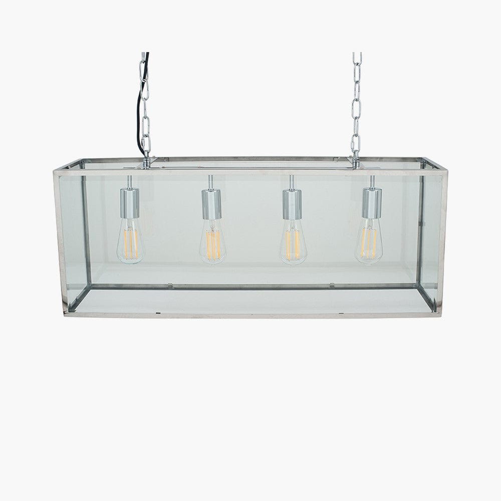 Pacific Lifestyle Lighting Llewellyn Silver Metal and Glass Four Bulb Pendant House of Isabella UK