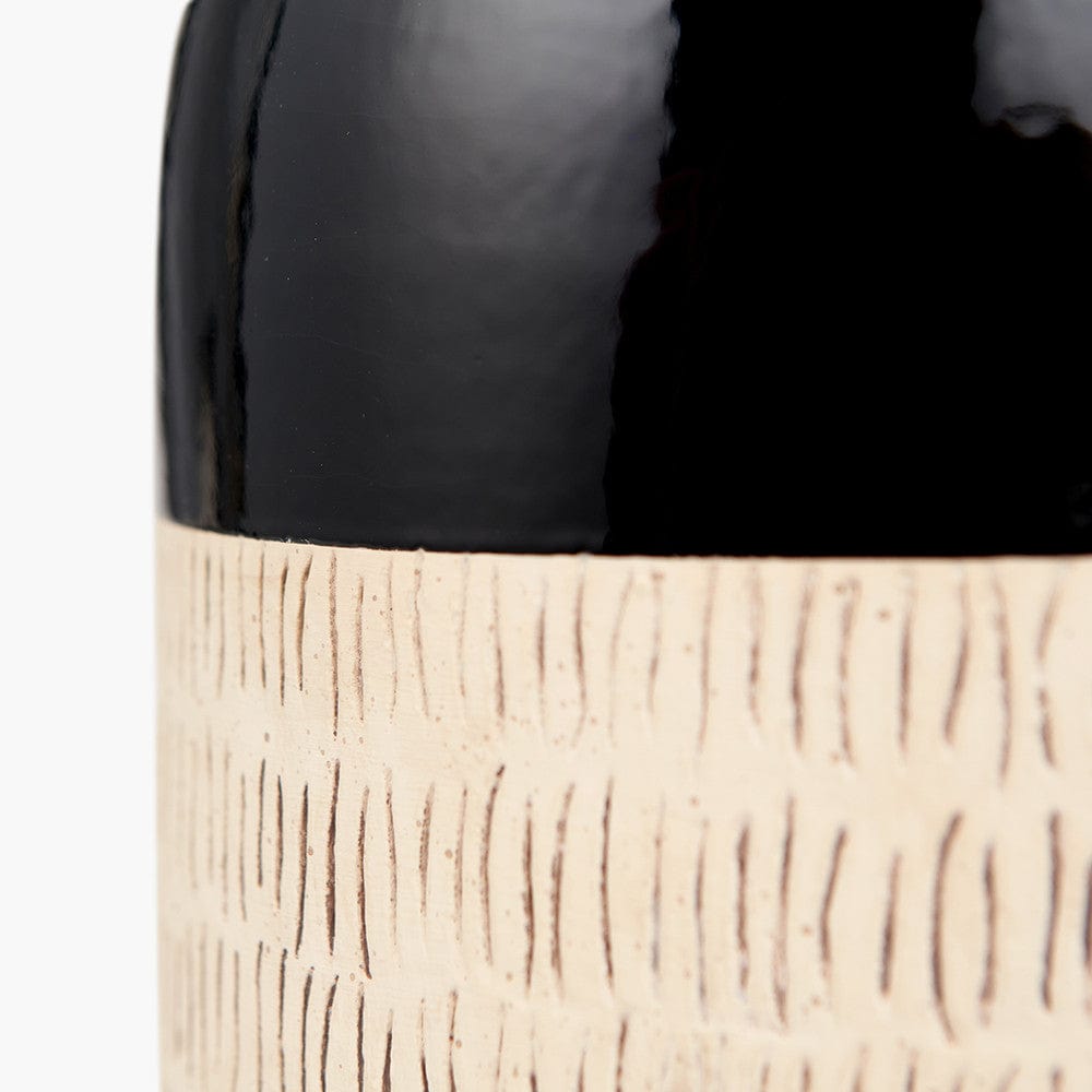 Lotta Black and Natural Stoneware Table Lamp Base.