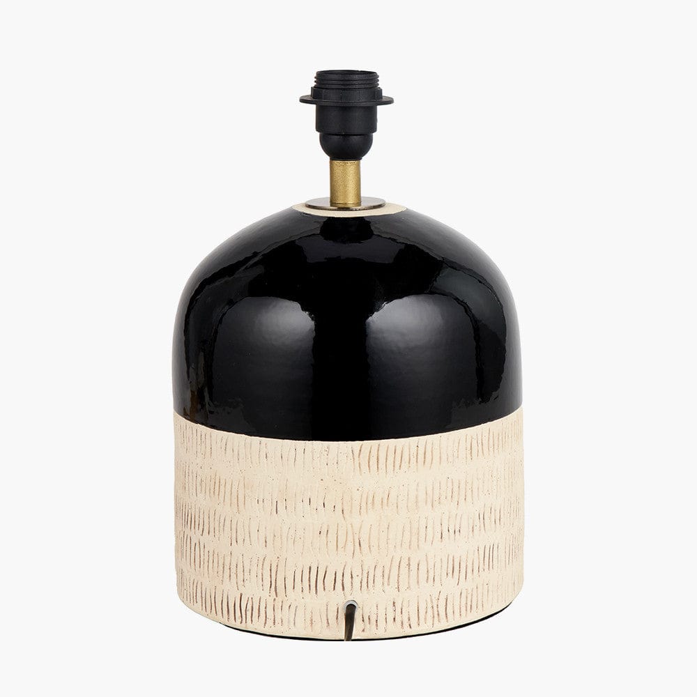 Lotta Black and Natural Stoneware Table Lamp Base.