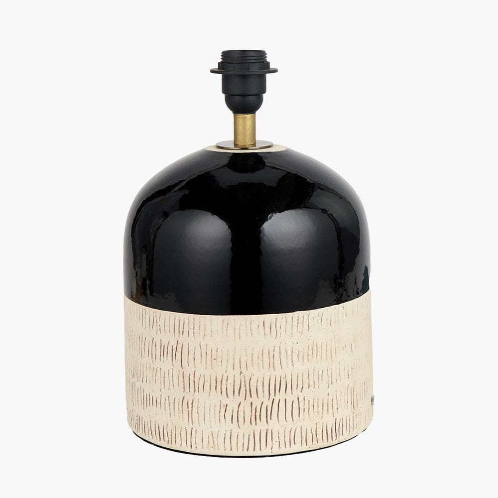 Lotta Black and Natural Stoneware Table Lamp Base.