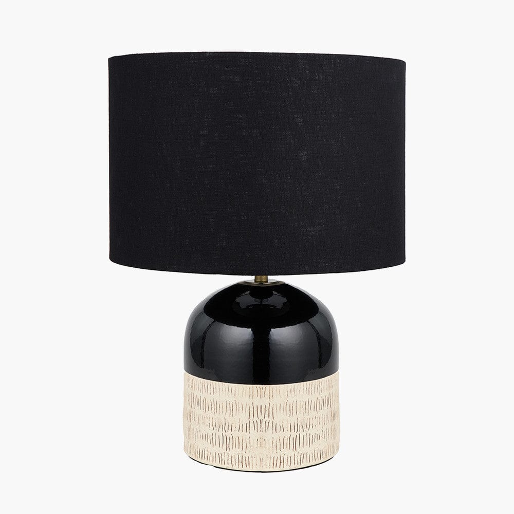 Lotta Black and Natural Stoneware Table Lamp Base.
