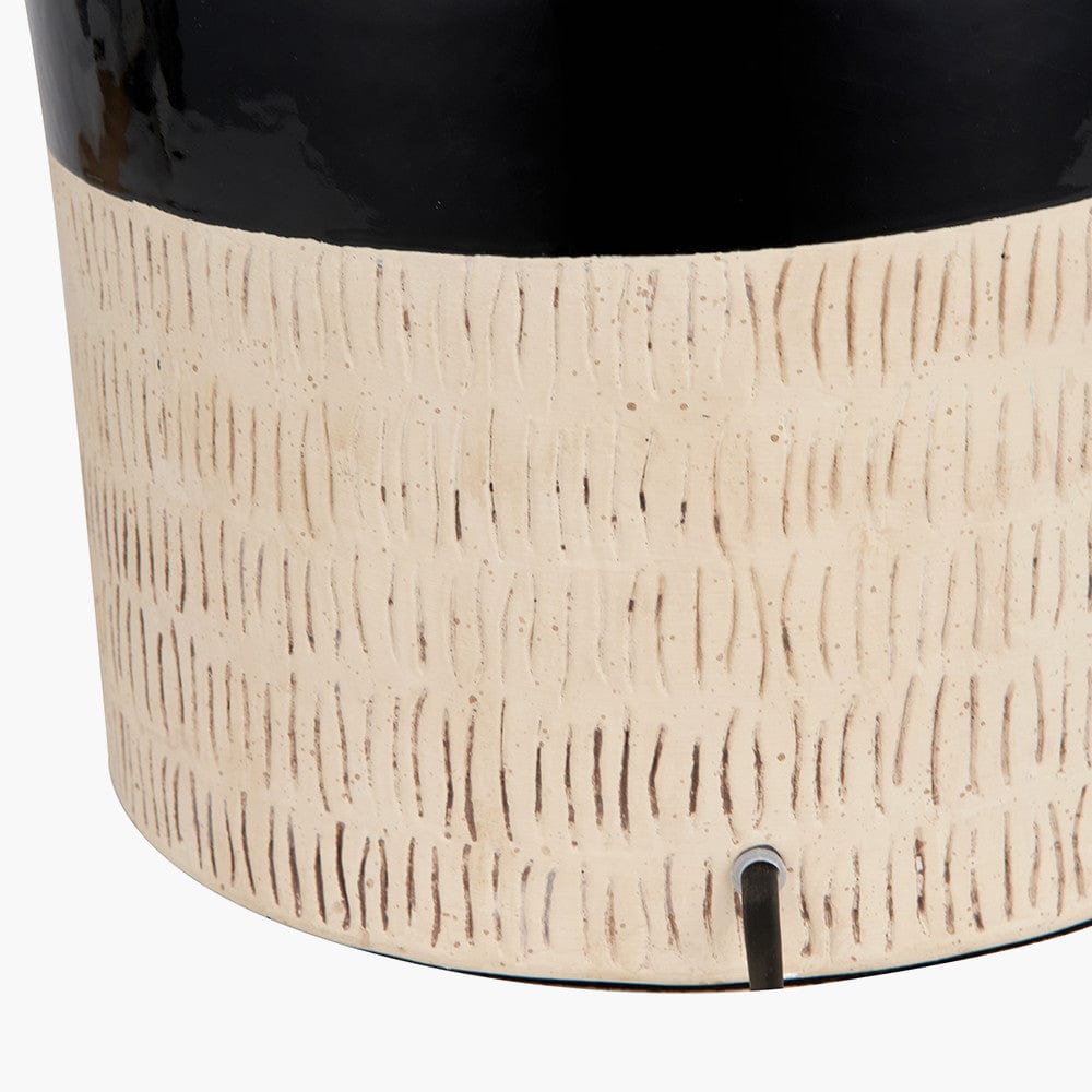 Lotta Black and Natural Stoneware Table Lamp Base.