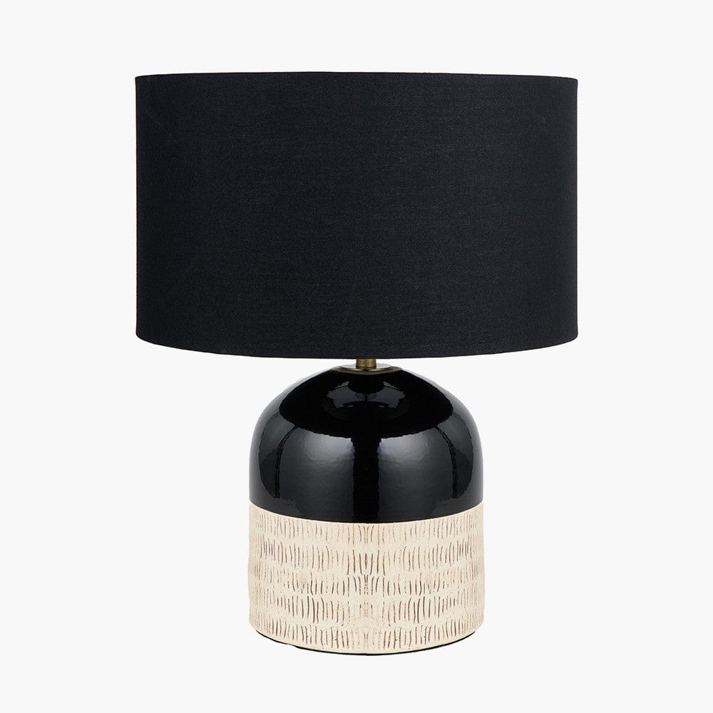 Lotta Black and Natural Stoneware Table Lamp Base.