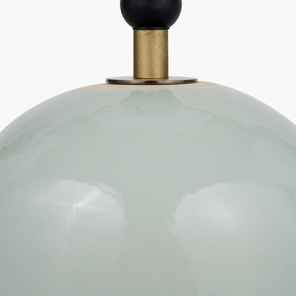 Lotta Duck Egg and Natural Stoneware Table Lamp Base with Lino 35cm White Self Lined Linen Cylinder Lampshade.