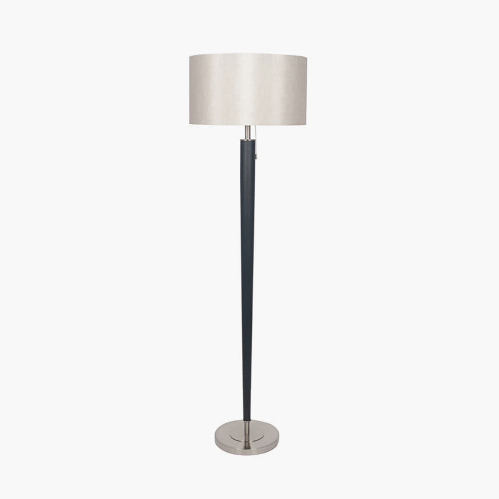 Lowry Brushed Silver and Matt Black Metal Floor Lamp.