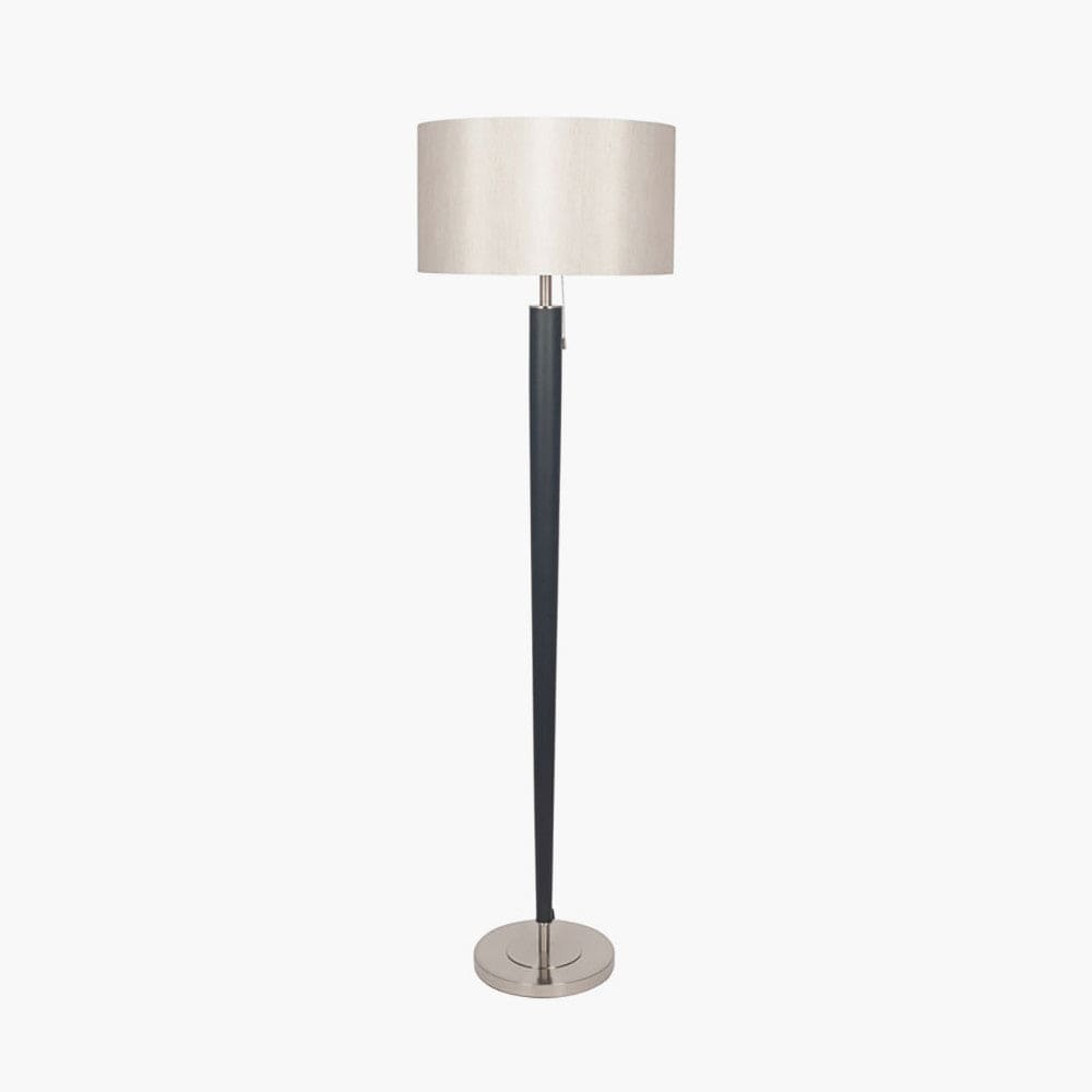 Lowry Brushed Silver and Matt Black Metal Floor Lamp.