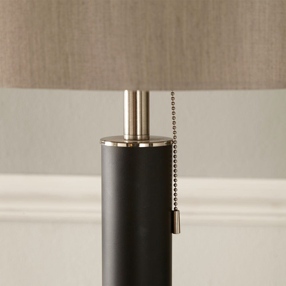 Lowry Brushed Silver and Matt Black Metal Floor Lamp.