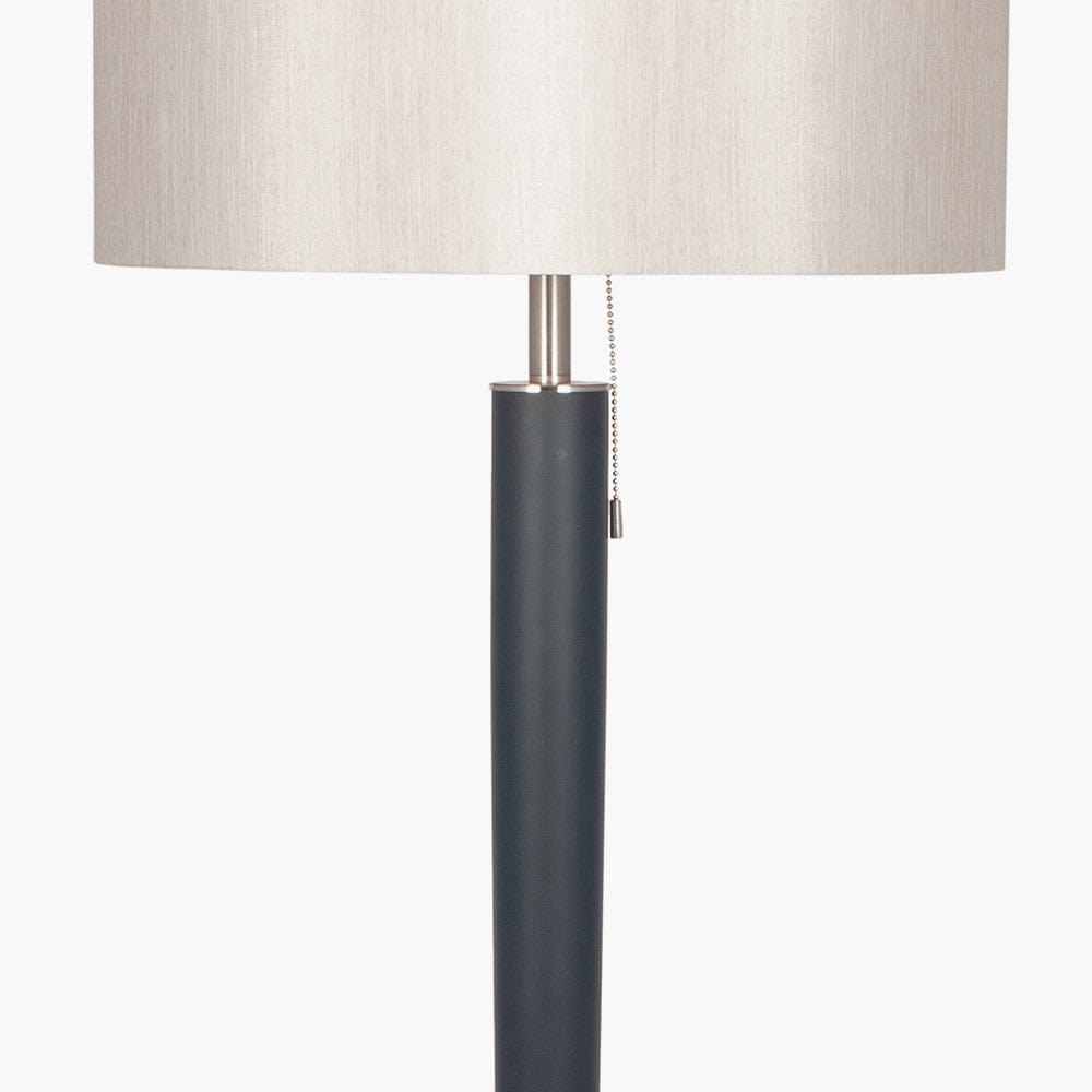Lowry Brushed Silver and Matt Black Metal Floor Lamp.