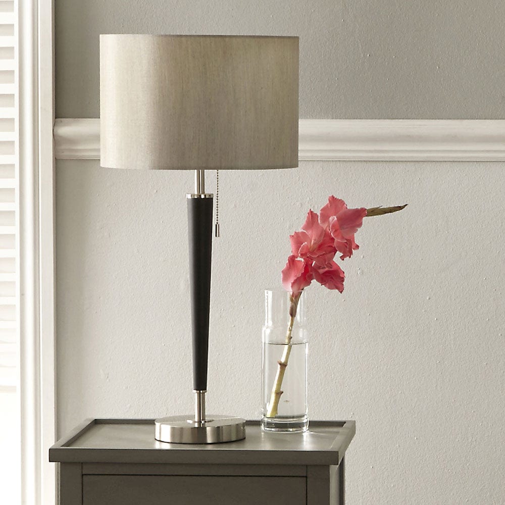 Lowry Brushed Silver and Matt Black Metal Table Lamp.