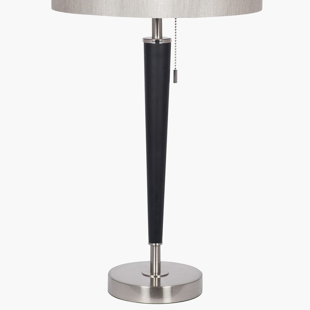 Lowry Brushed Silver and Matt Black Metal Table Lamp.