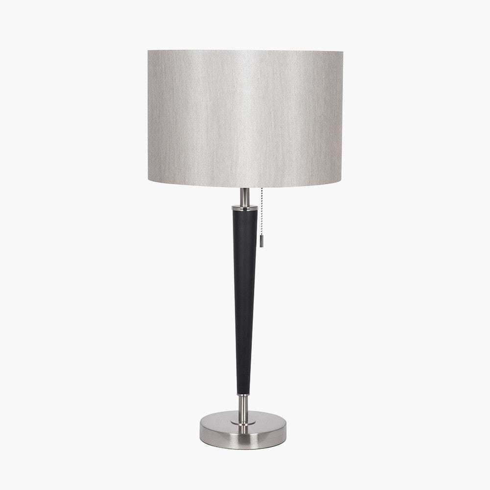 Lowry Brushed Silver and Matt Black Metal Table Lamp.