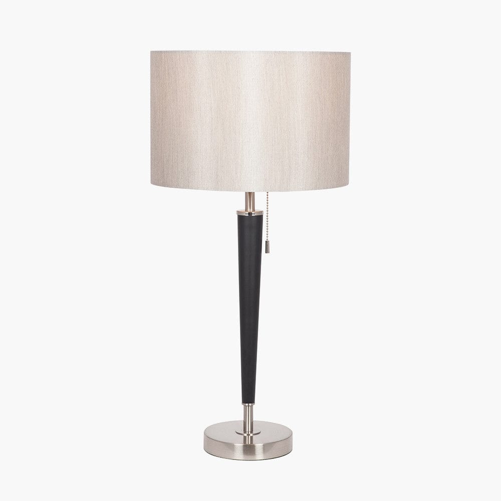 Lowry Brushed Silver and Matt Black Metal Table Lamp.