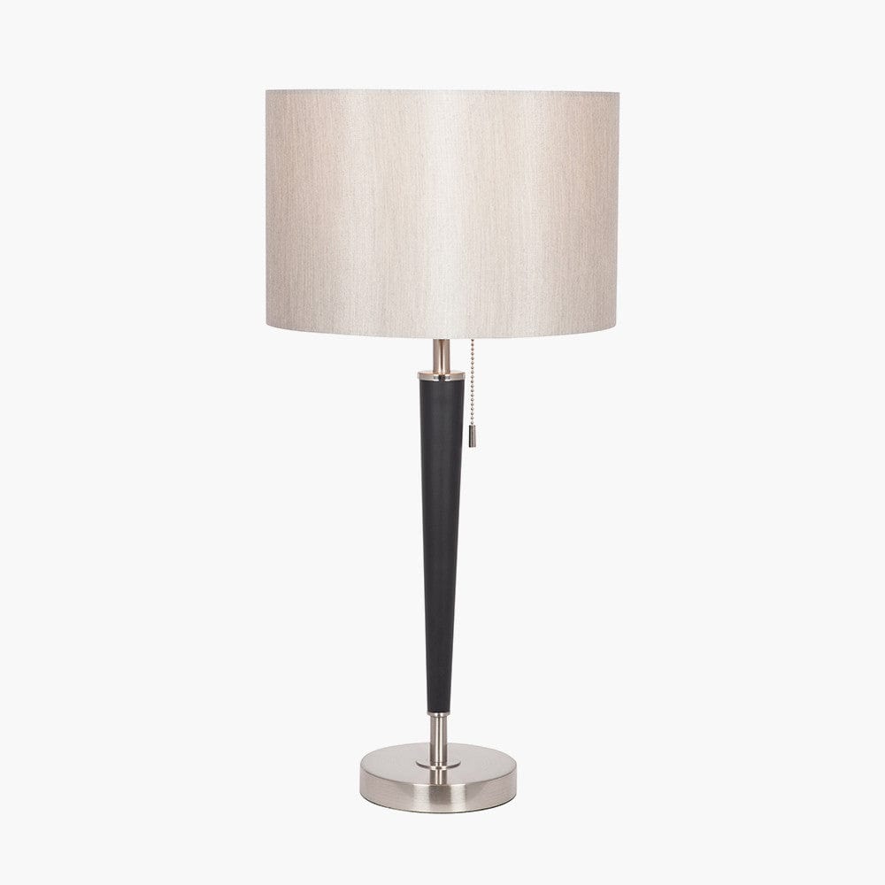 Pacific Lifestyle Lighting Lowry Brushed Silver and Matt Black Metal Table Lamp House of Isabella UK