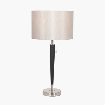 Pacific Lifestyle Lighting Lowry Brushed Silver and Matt Black Metal Table Lamp House of Isabella UK