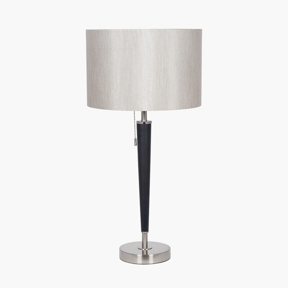 Pacific Lifestyle Lighting Lowry Brushed Silver and Matt Black Metal Table Lamp House of Isabella UK