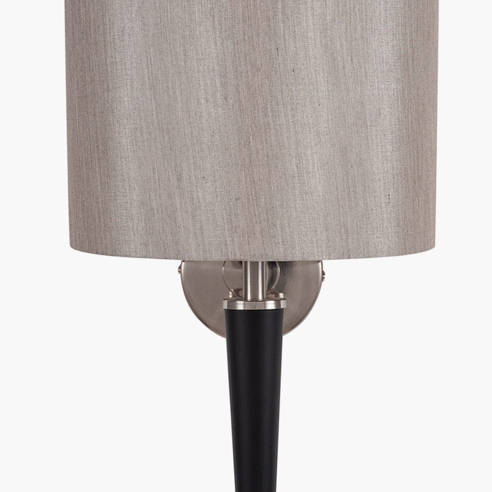 Lowry Brushed Silver and Matt Black Metal Wall Lamp.