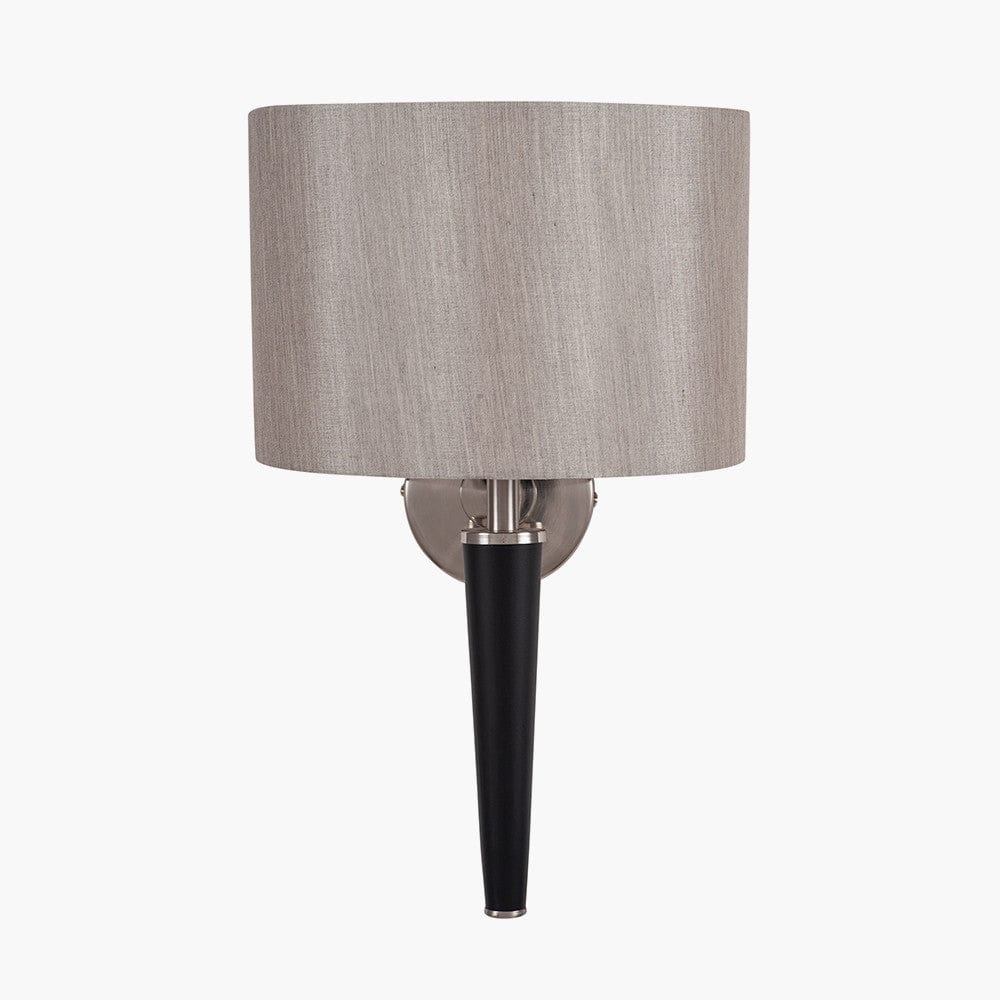 Lowry Brushed Silver and Matt Black Metal Wall Lamp.