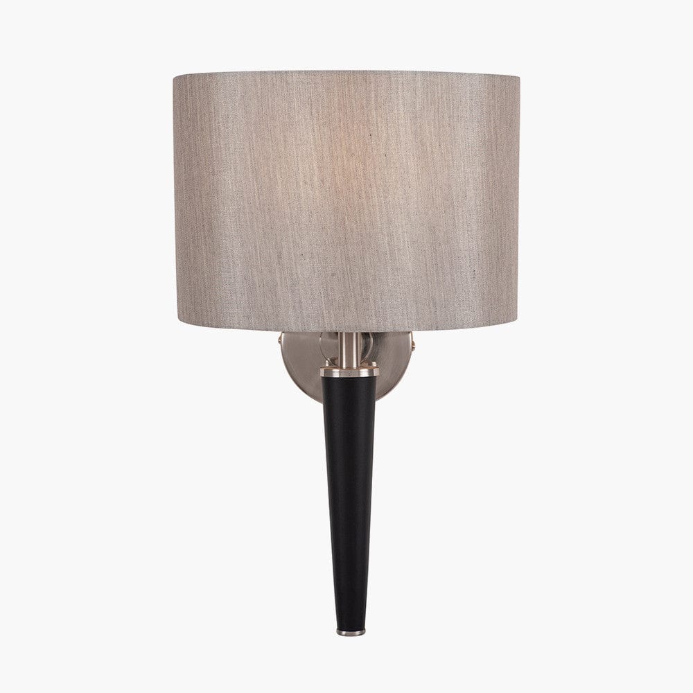 Lowry Brushed Silver and Matt Black Metal Wall Lamp.