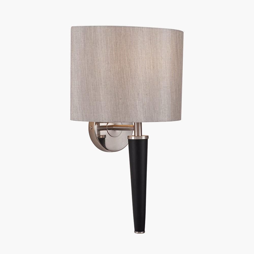 Pacific Lifestyle Lighting Lowry Brushed Silver and Matt Black Metal Wall Lamp House of Isabella UK