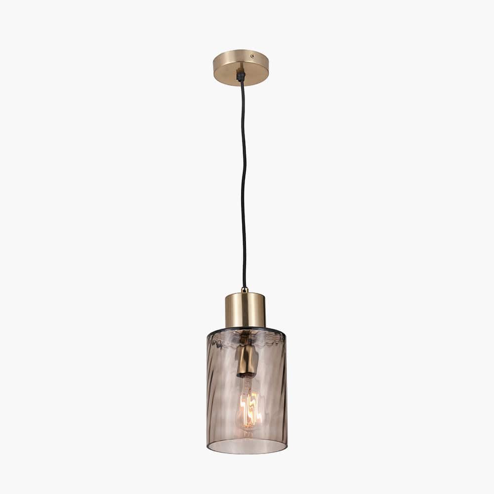 Pacific Lifestyle Lighting Loxley Ripple Effect Light Brown Glass Pendant House of Isabella UK