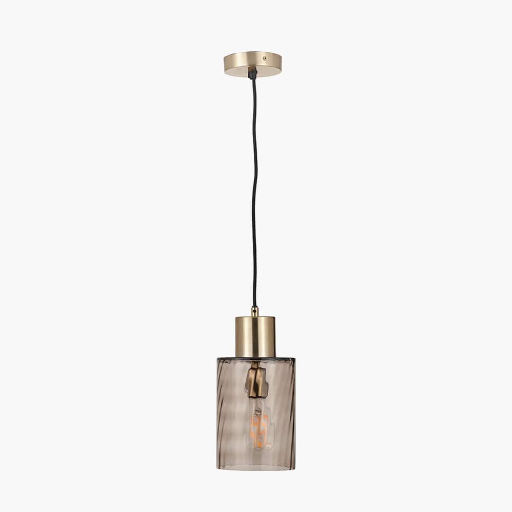 Pacific Lifestyle Lighting Loxley Ripple Effect Light Brown Glass Pendant House of Isabella UK