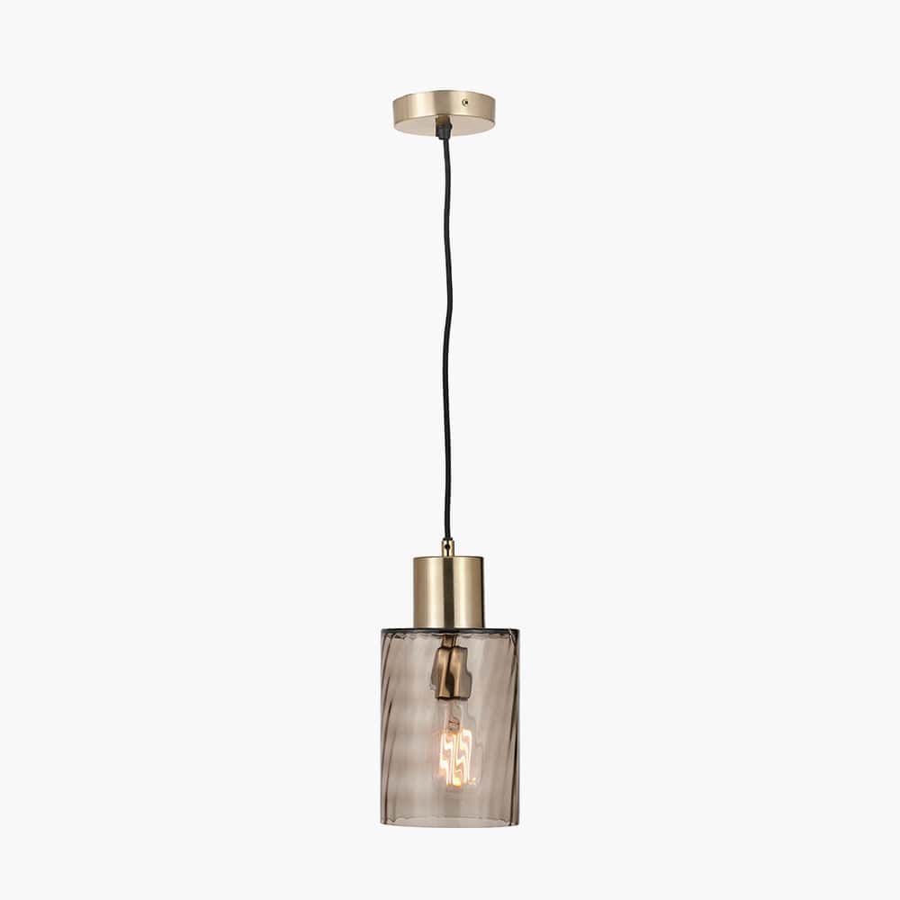 Pacific Lifestyle Lighting Loxley Ripple Effect Light Brown Glass Pendant House of Isabella UK