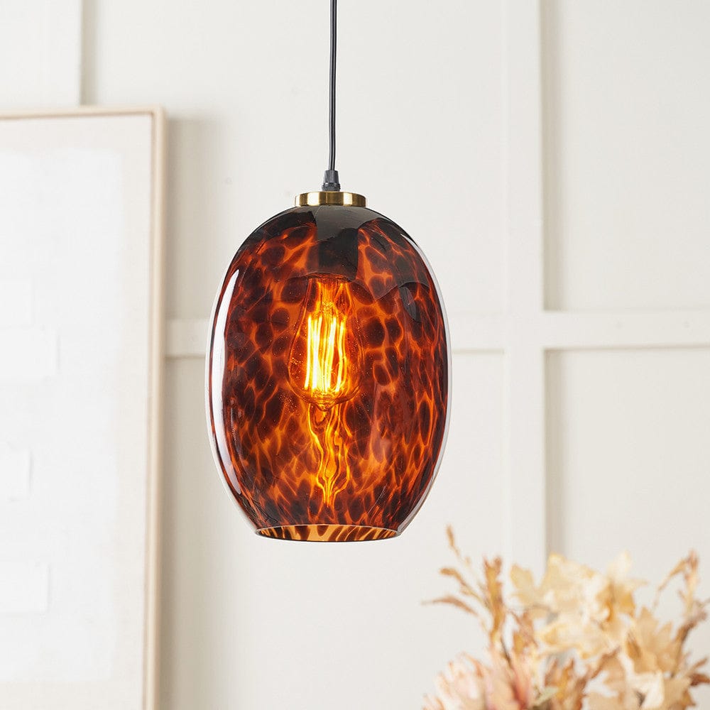 Pacific Lifestyle Lighting Lucien Tortoiseshell Egg Glass Pendant House of Isabella UK
