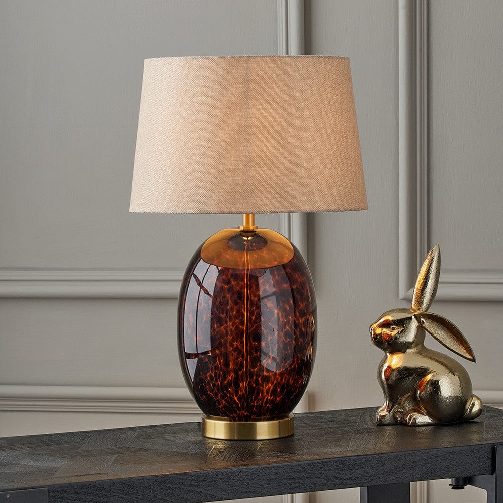 Lucien Tortoiseshell Glass Tall Table Lamp.