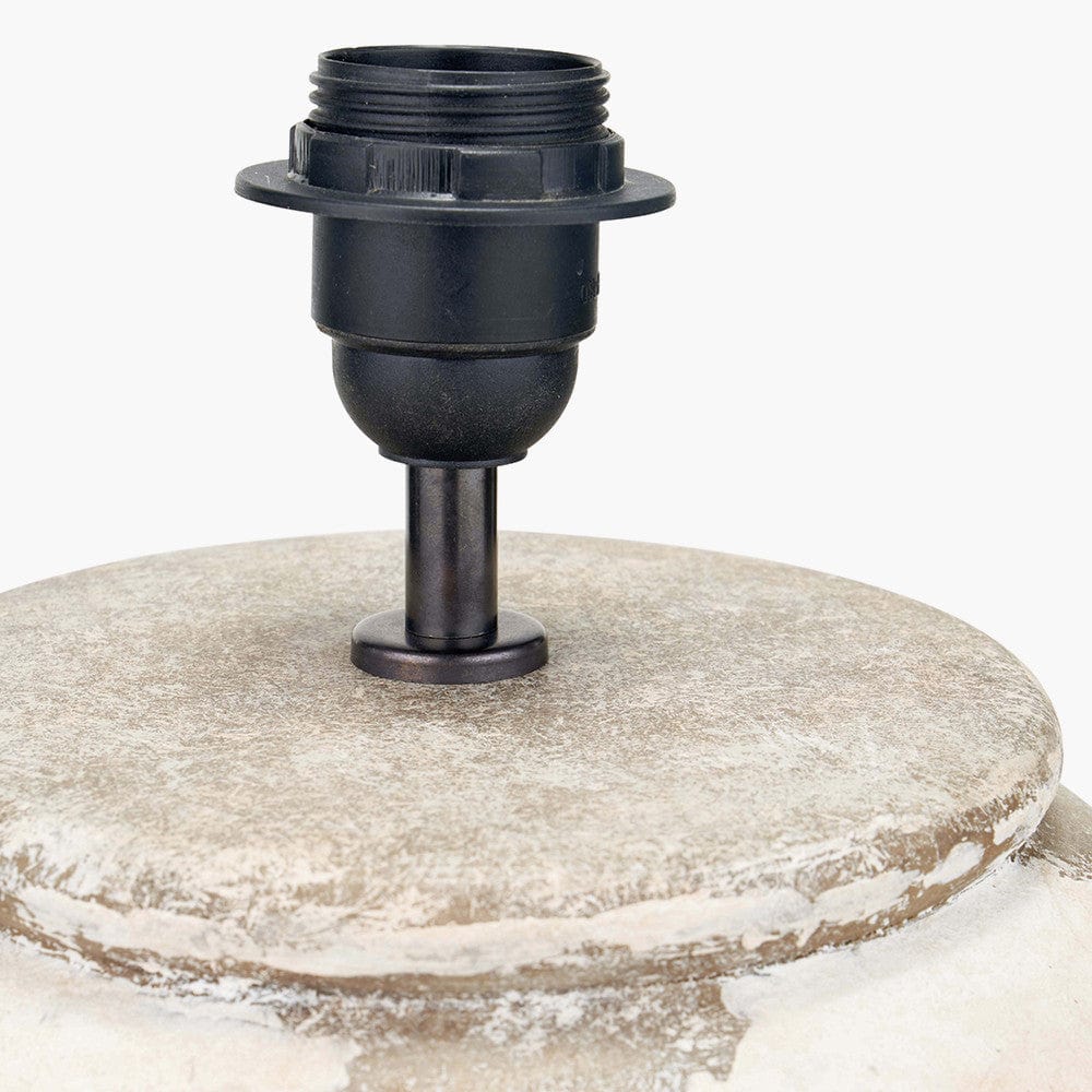 Lulia Antique Finish Stoneware Urn Table Lamp Base with Coast 45cm Cream Calico Tapered Lampshade.