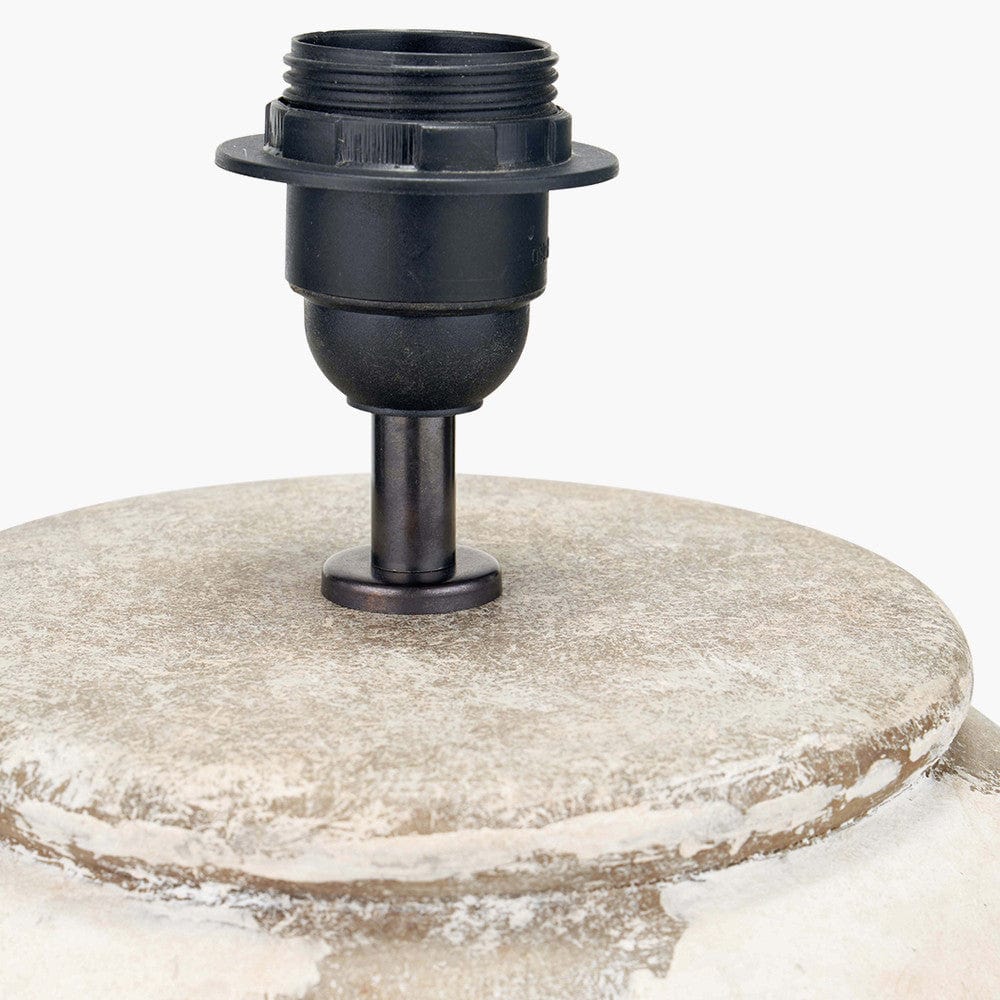 Lulia Antique Finish Stoneware Urn Table Lamp Base with Harley 50cm Slubby Hopsack Empire Lampshade.