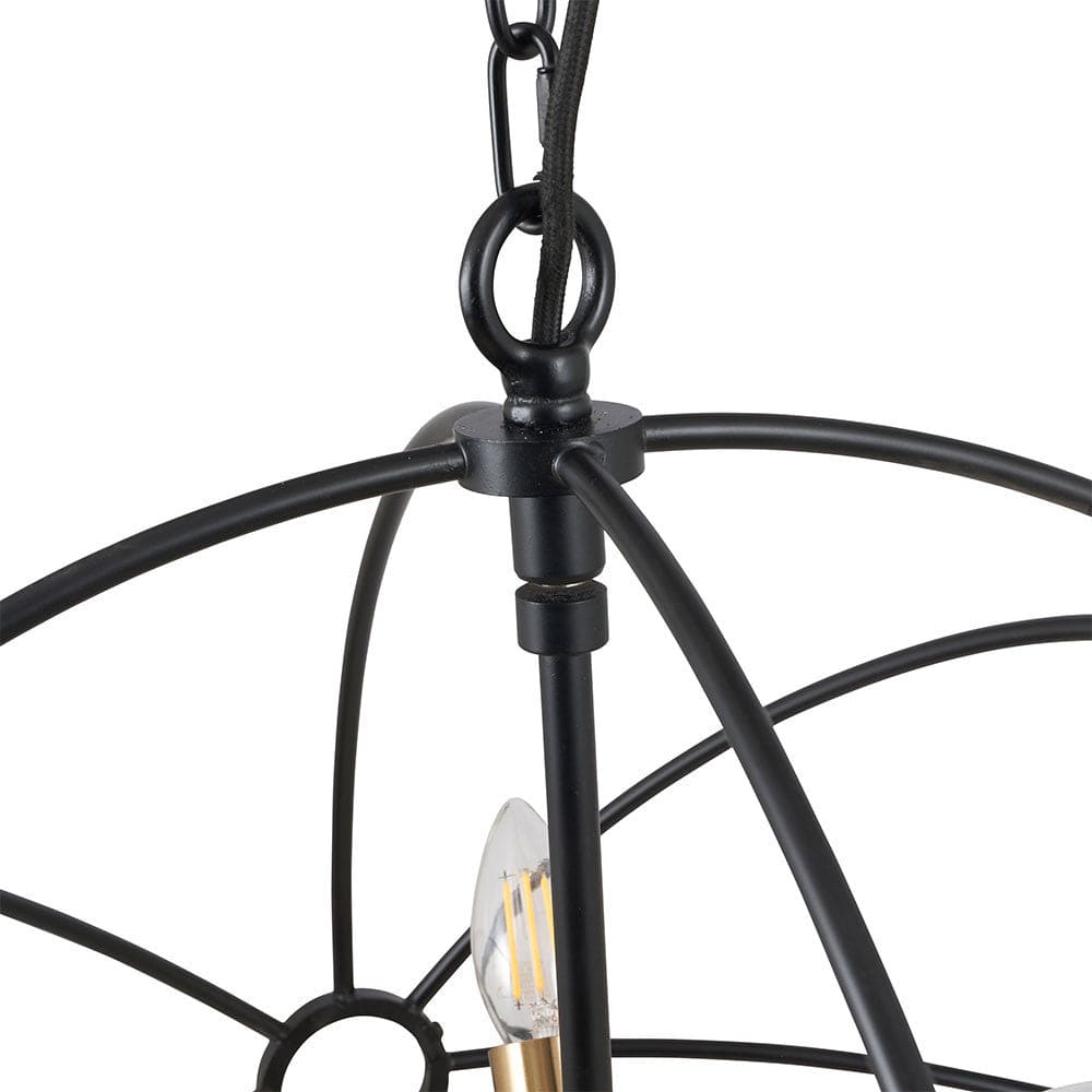 Luna Matt Black & Brushed Gold Metal Sputnik Pendant.