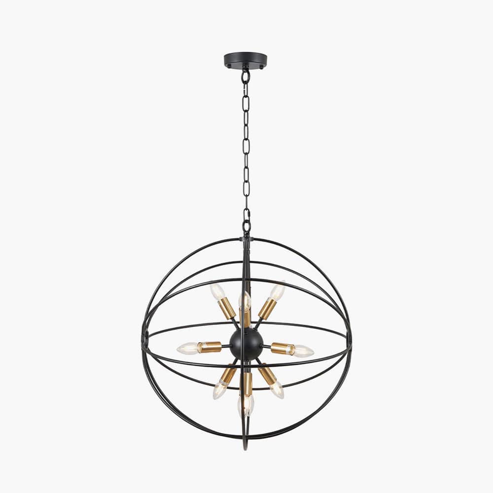 Pacific Lifestyle Lighting Luna Matt Black & Brushed Gold Metal Sputnik Pendant House of Isabella UK