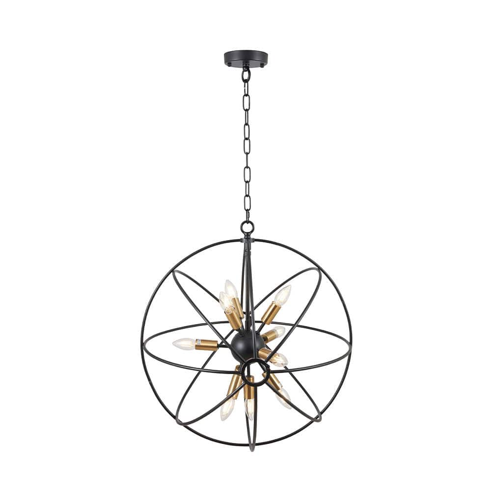 Pacific Lifestyle Lighting Luna Matt Black & Brushed Gold Metal Sputnik Pendant House of Isabella UK