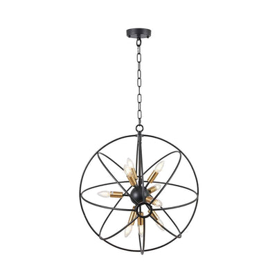 Pacific Lifestyle Lighting Luna Matt Black & Brushed Gold Metal Sputnik Pendant House of Isabella UK