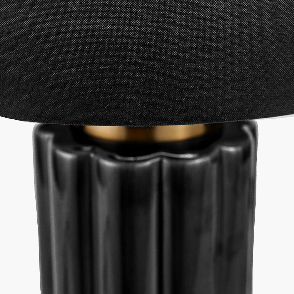 Lushan Black Scalloped Ceramic Table Lamp.