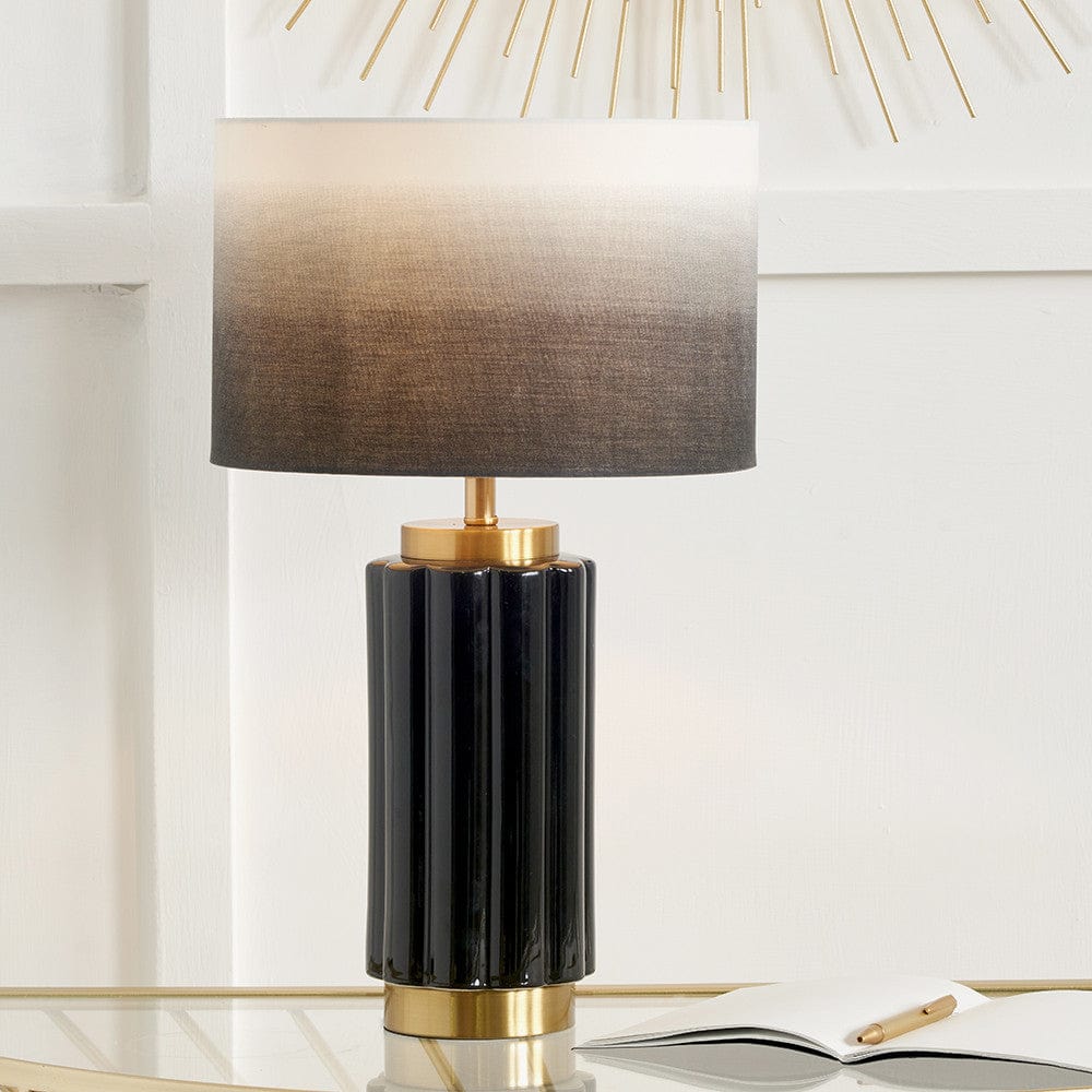 Lushan Black Scalloped Ceramic Table Lamp.