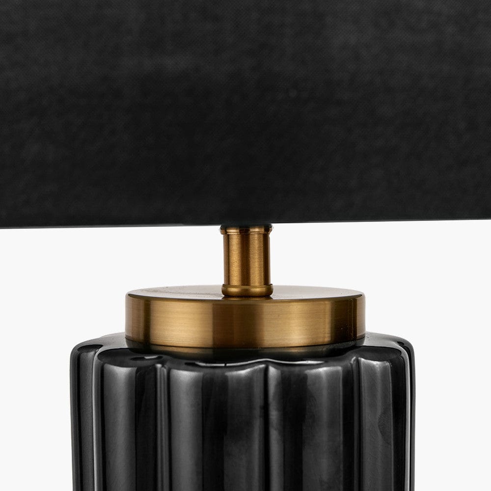 Lushan Black Scalloped Ceramic Table Lamp.