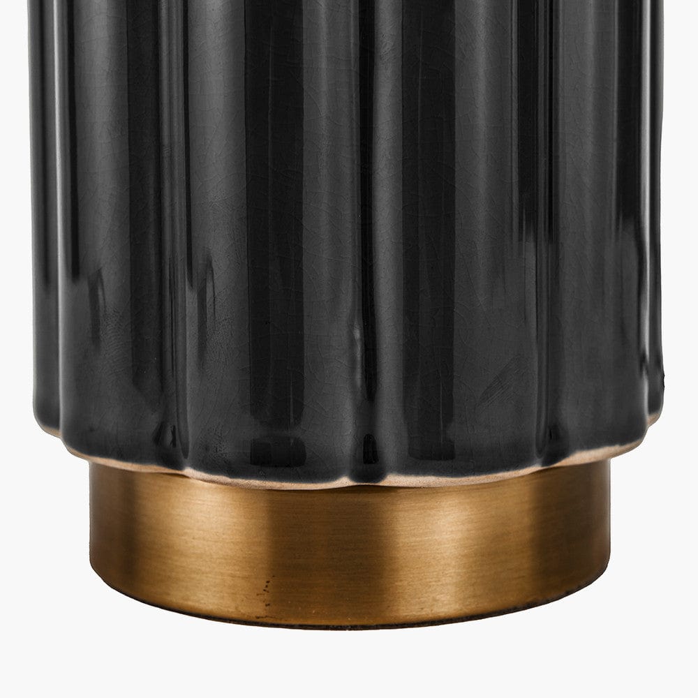 Lushan Black Scalloped Ceramic Table Lamp.