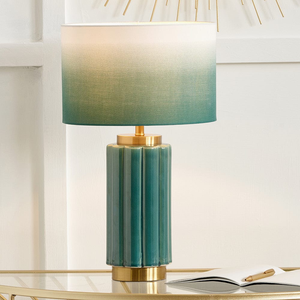 Pacific Lifestyle Lighting Lushan Green Scalloped Ceramic Table Lamp House of Isabella UK