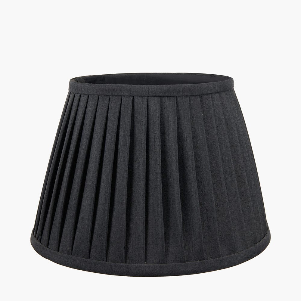 Lyndon 40cm Black Poly Cotton Knife Pleat Shade.