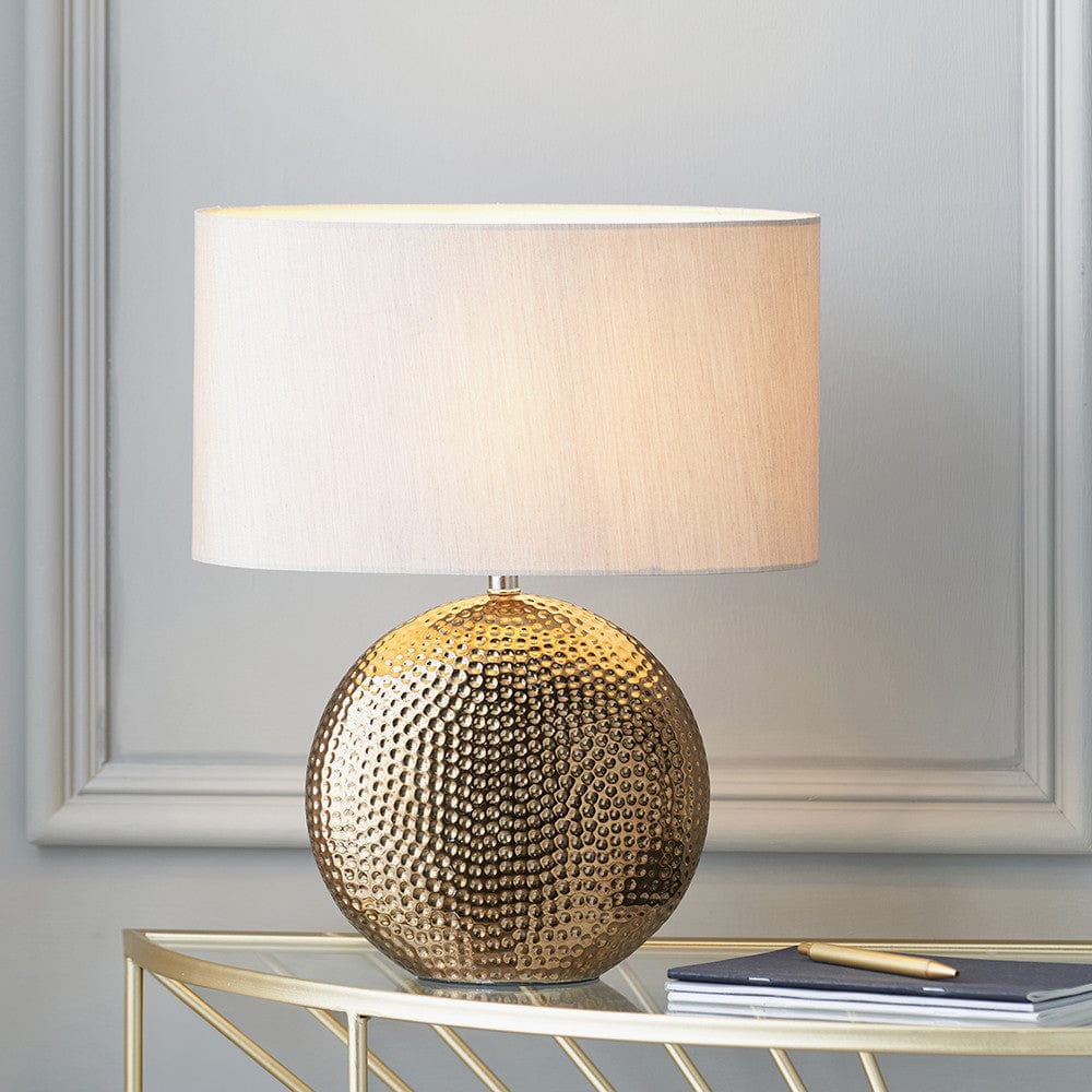 Mabel Bronze Dot Textured Ceramic Table Lamp.