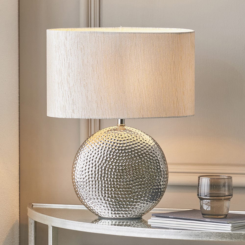 Mabel Silver Dot Textured Ceramic Table Lamp.