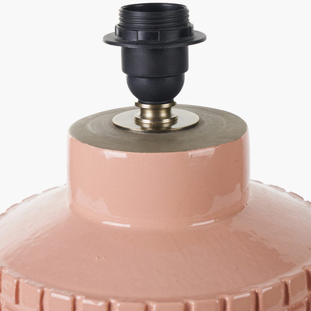 Malone Textured Apricot Squares Design Stoneware Table Lamp.